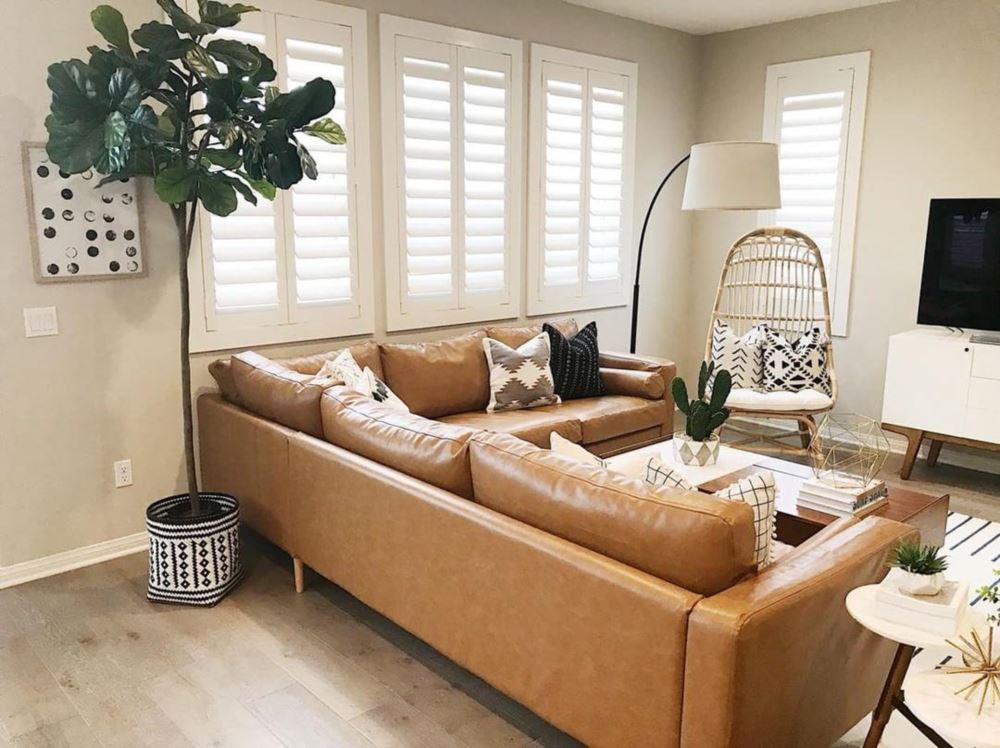 Plantation shutters in southwestern style home
